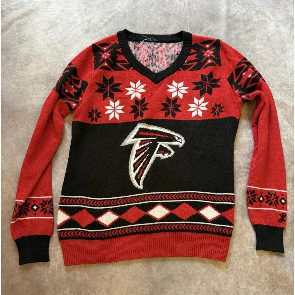 Atlanta Falcons NFL Football Holiday Snowflake Sweater Red/Black/White